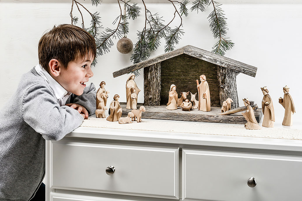 Christmas cribs invite children to play with the figures.