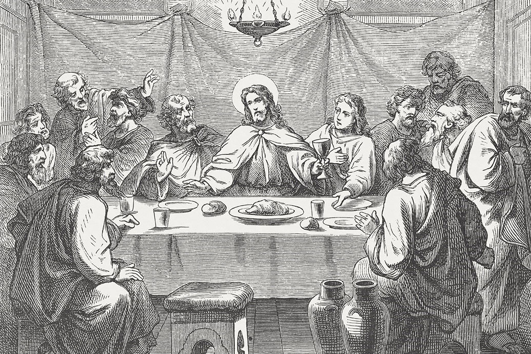 Jesus and with his disciples celebrate the Last Supper