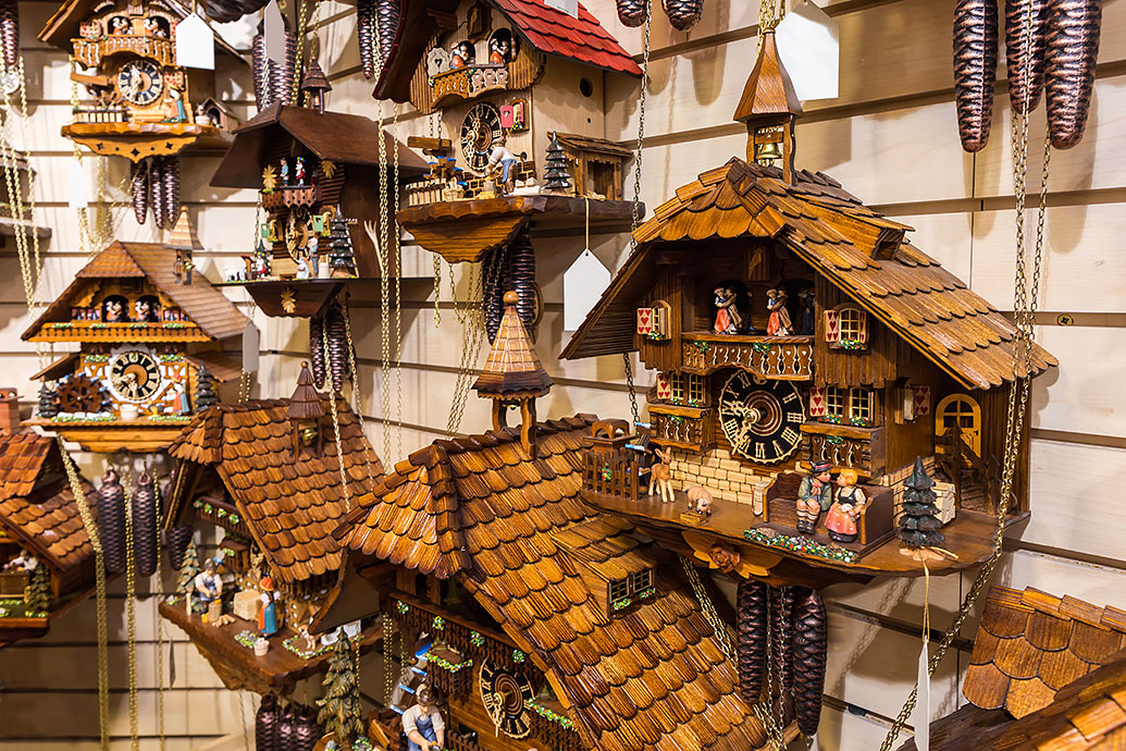 Cuckoo clocks in the shop