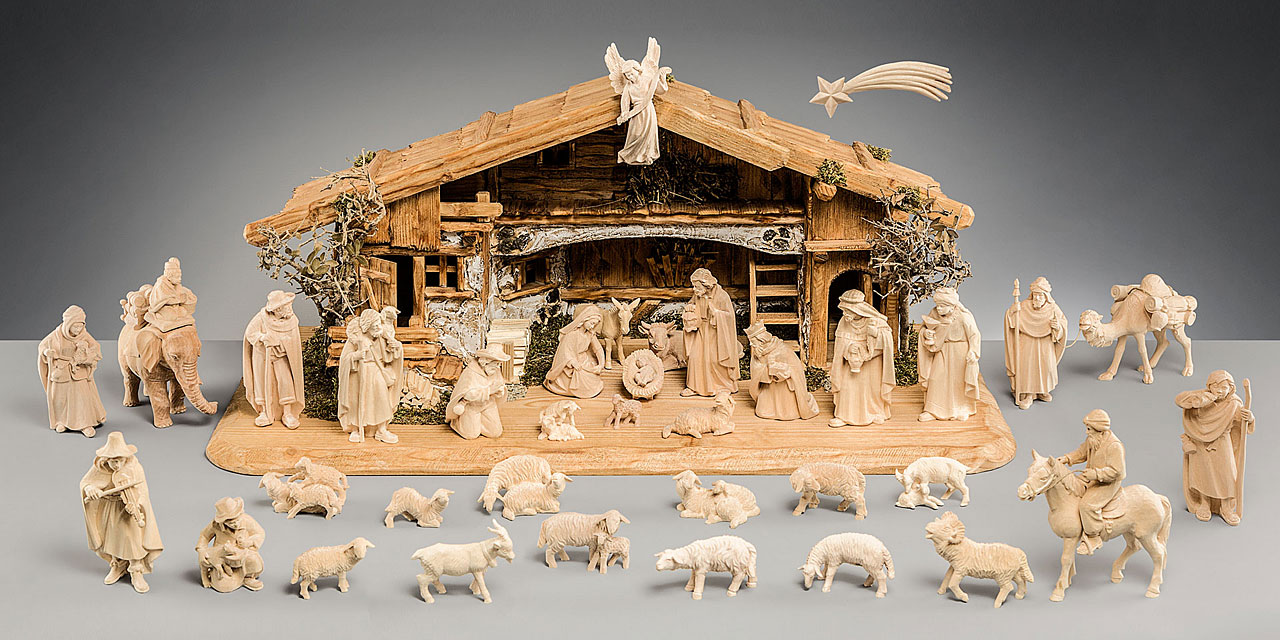 South Tyrol lime wood nativity scene