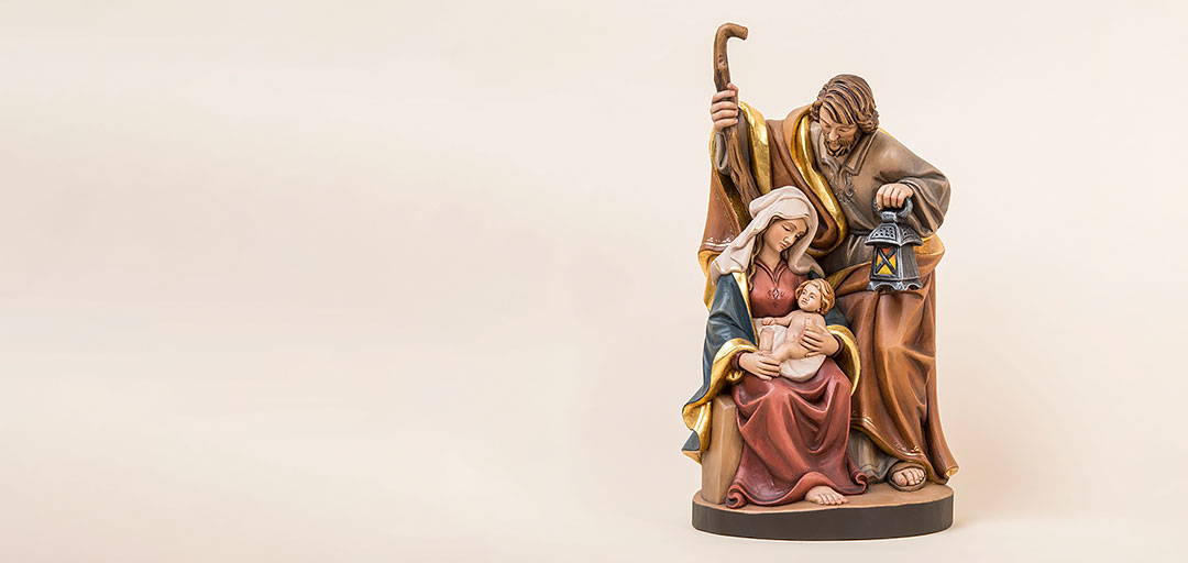 Wooden holy family statue