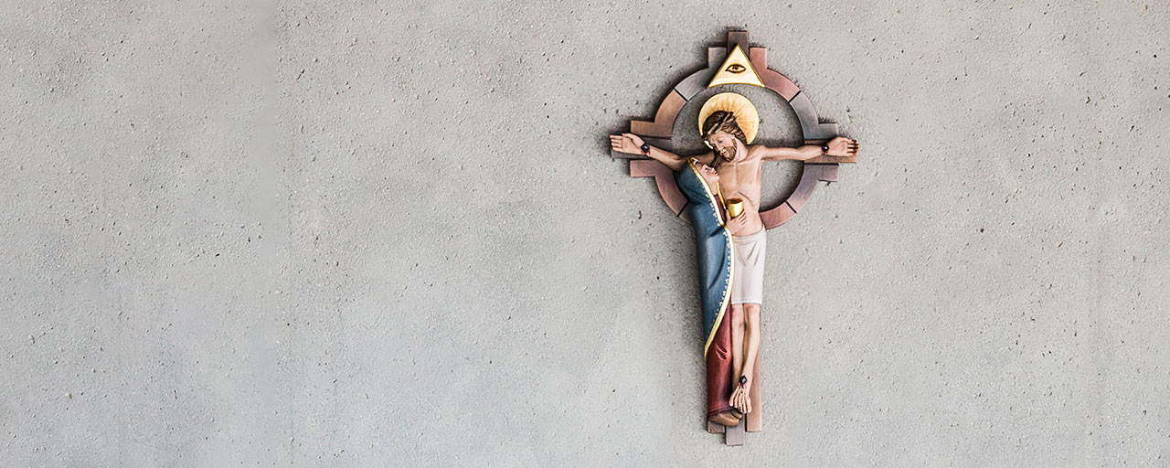 Wandkreuz aus Holz in modernem Design Kreuz mit Einlage zur Hochzeit Kommunion 