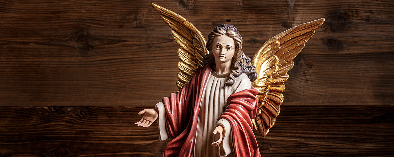 Guardian angels wooden figures