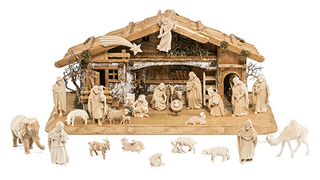 South Tyrol lime wood nativity scene