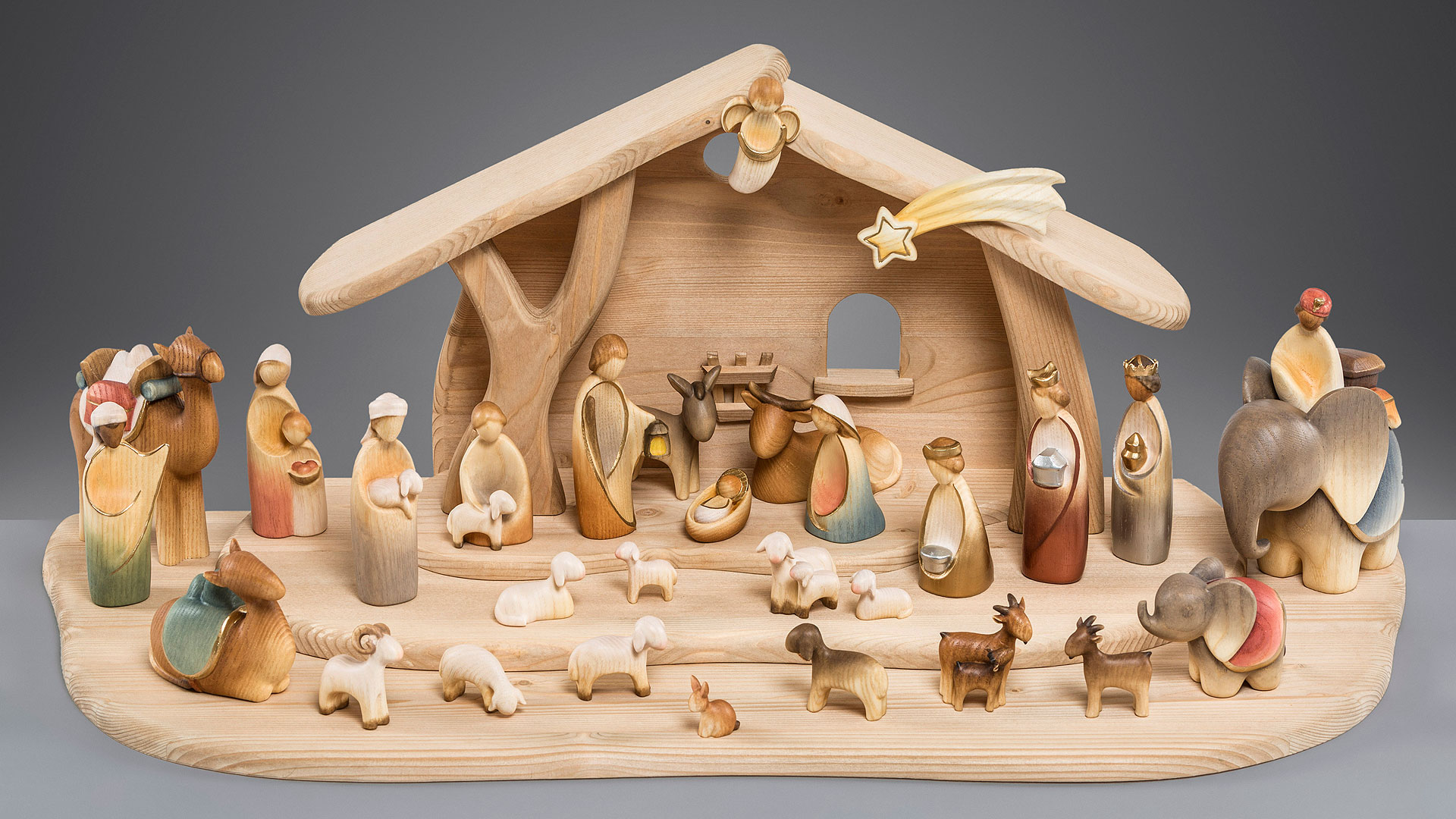 FabelKrippe Weihnachtskrippe für Kinder aus Holz