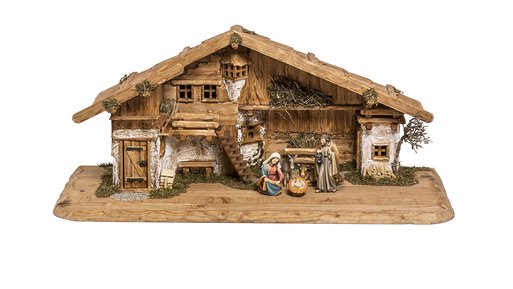 Set 5 statuine con Capanna del presepio Stevia