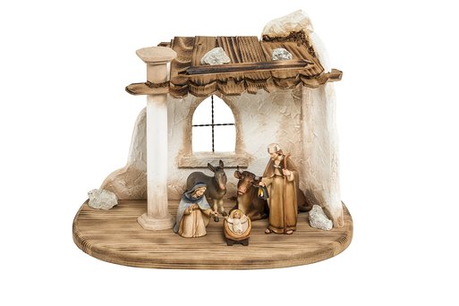 Set 5 pieces with Oriental Holy Family stable