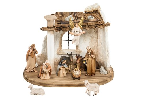 Set 10 pieces with Oriental Holy Family stable