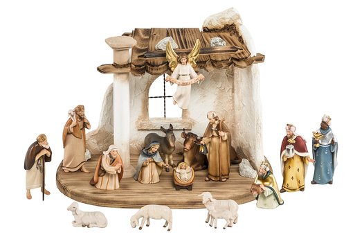 Set 15 pieces with Oriental Holy Family stable