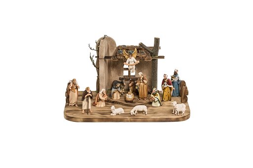 Set 15 statuine con Capanna Artis con muratura