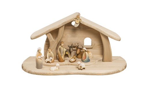 Set 10 statuine con Capanna del presepio semplice