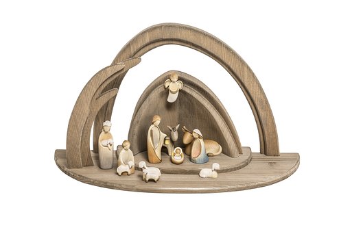 Set 10 pieces with Fairy Tale Nativity Stable