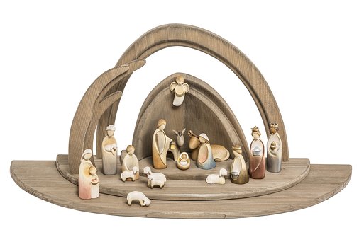 Set 15 pieces with Fairy Tale Nativity Stable