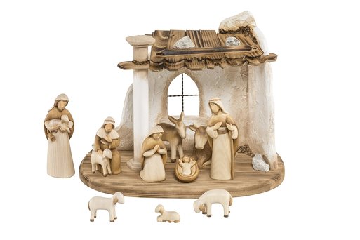 Set 10 pieces with Oriental Holy Family stable