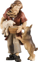 Standing Shepherd with Sheep and Goat