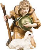Kneeling Shepherd with Stick and Sheep