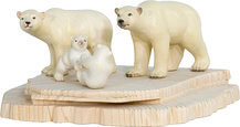Group of 4 polar bears on ice platform