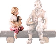 Shepherd-boy sitting with kid