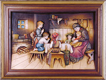 Relief "Das Tischgebet" mit Rahmen