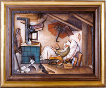 Relief "The poor poet" with frame