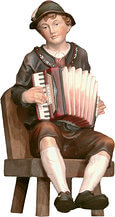 Accordion player seated and chair