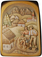 Relief Landschaft Wanderfamilie