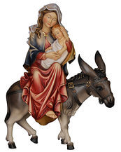 Mary sitting with child on donkey (Flight to Egypt