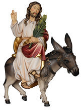 Jesus sitting with donkey