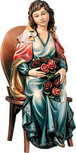 Sitting woman with roses