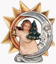 Stella con angelo, campanello e albero di natale