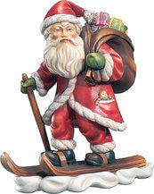 Weihnachtsmann mit Skiern