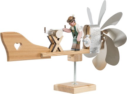 Windrad mit beweglichen Figuren Edle Gartendeko aus Holz