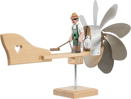 Windrad mit beweglichen Figuren Edle Gartendeko aus Holz